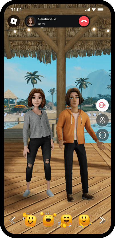 In-call avatars on a beach