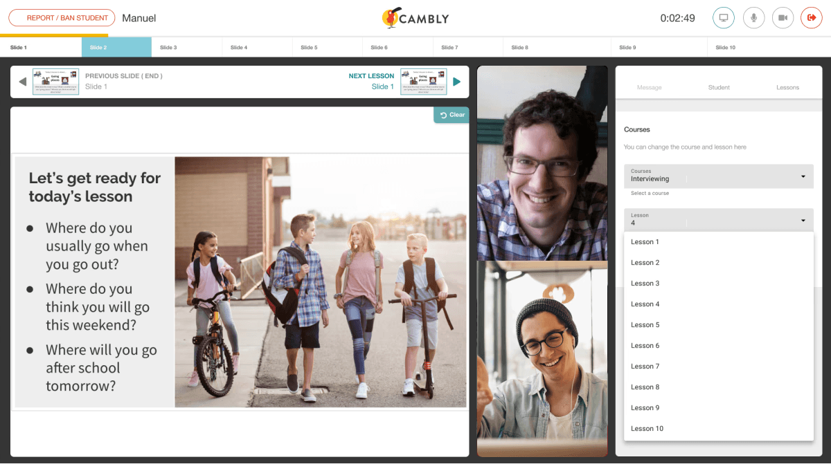 Cambly Classroom final UI